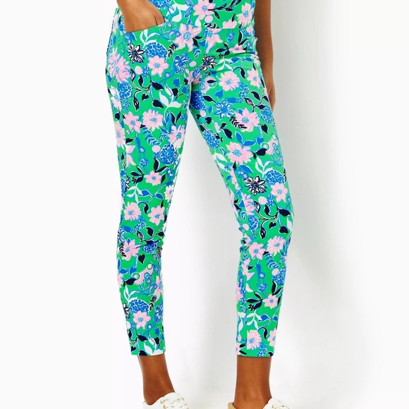 🌸 Lilly Pulitzer Luxletic Corso 28" Pant | Spearmint Golf Till You Drop | Sz 14 - Picture 1 of 4
